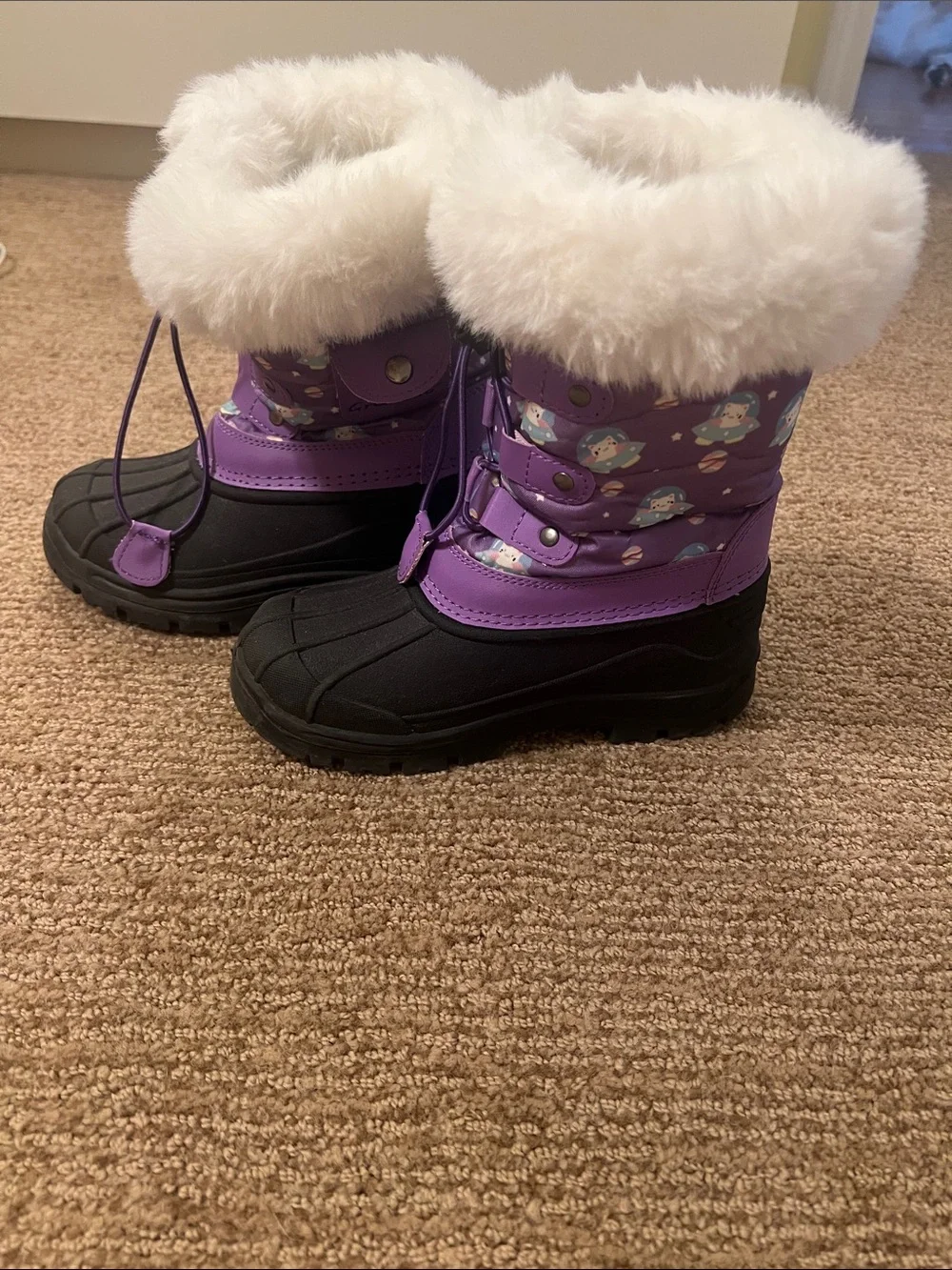 Girls Purple Faux Fur Winter Boots